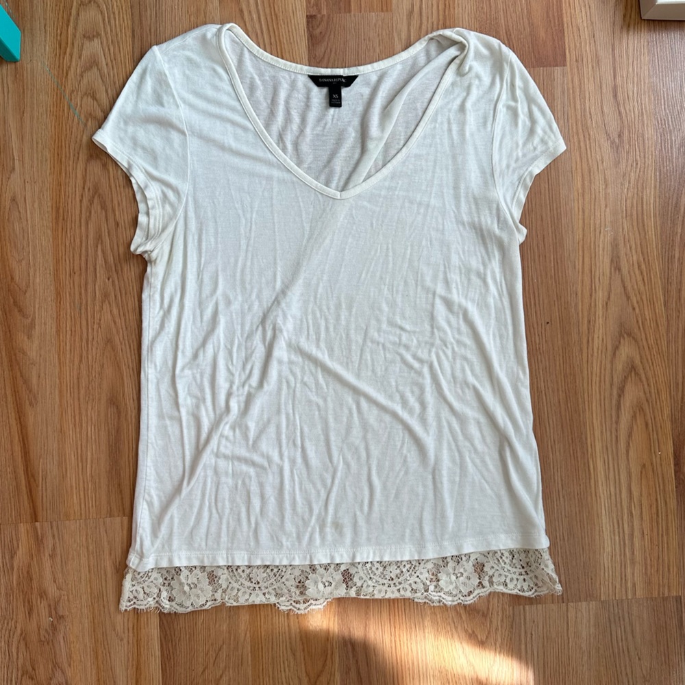 Banana Republic Tee with Lace Detail